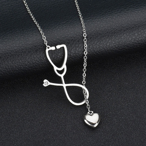 Placcato oro titanio acciaio medicale ciondolo strass stetoscopio collana per medici infermieri maglia catena accessorio da sposa - Product Image 6