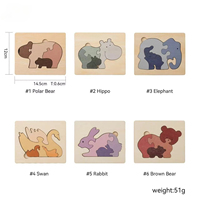 Vente en gros de jouets Montessori pour bébés, animaux, design personnalisé 2024, puzzle 3D, animaux de dessin animé, jeu de puzzle d'apprentissage précoce pour développer l'intelligence