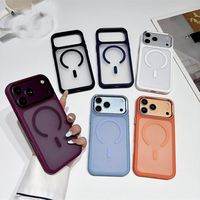 Coque magnétique transparente mate en acrylique pour iPhone 18 Pro Max 17 16 15 Pro 18Pro 17 Pro, antichoc, avec pare-chocs rigide
