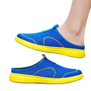 Talla de 39 a 48, zapatos informales de verano a la moda para hombre, medias pantuflas informales ligeras de malla transpirable