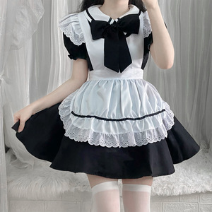 Disfraz de Sirvienta, Cosplay Japonés, Vestido Lolita, Negro y Blanco, Poliéster, Disfraz de Anime para Mujer - Product Image 1