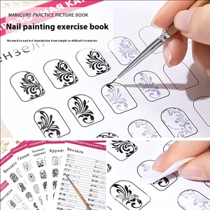 Kit de formation réutilisable 12 feuilles pour débutants en nail art – Planche de travail en papier avec outil d'apprentissage pour la pratique du dessin linéaire - Product Image 2