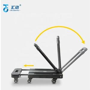 पोर्टेबल घरेलू फोल्डिंग सामान गोदाम कार्यशाला प्लास्टिक हैंड ट्रॉली बहुक्रियाशील सामग्री हैंडलिंग ट्रक - Product Image 4