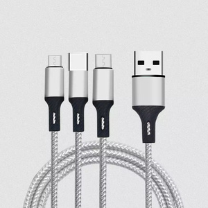 Cáp dữ liệu USB Type-C 3 trong 1 bọc nylon đồng nguyên chất bán buôn, hỗ trợ sạc nhanh cho <span class=keywords><strong>iPhone</strong></span> 4/<span class=keywords><strong>4S</strong></span>/5/6/7/8/X/XS/11/12 - Product Image 6