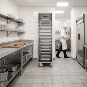 Stainless Steel 14 Level GN 1/1 <b>Racking</b> Trolley, Commercial Mobile GN Pan Tray <b>Storage</b> Cart <b>for</b> Bakery Catering Restaurant - Product Image 3