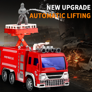 Fabbrica diretta elettrica <span class=keywords><strong>camion</strong></span> <span class=keywords><strong>dei</strong></span> <span class=keywords><strong>pompieri</strong></span> giocattoli rotazione 360 ° di sollevamento automatico Bump and Go 4D luci & musica veicolo universale per i bambini - Product Image 2