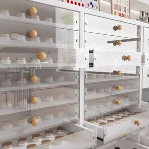 Muebles de Salón, Gabinetes de Almacenamiento de Cosméticos con Acabado en Aceite Jia, Vitrina de Exhibición Multicapa con Cajones - Product Image 2