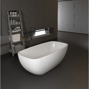 <span class=keywords><strong>Baignoire</strong></span> en pierre solide autoportante Watersion aux lignes épurées, parfaite pour les salles de bain contemporaines - Product Image 4