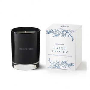 Mescence Saint Tropez Scented <b>Candle</b> White <b>Woods</b> & Juniper Aromatherapy Glass Jar Home Decor - Product Image 1