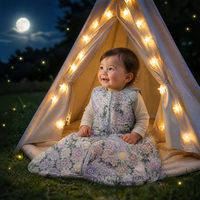 Vêtements pour bébé en tissu de coton imprimé écologique, motif floral Ditsy Daisy, couleur Morandi lavande, doux, respirant, combinaison de nuit, vente en gros