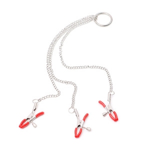 Pinzas para pezones en forma de campana de tres cabezas con cadena, joyería corporal de plata 925 para parejas, uso adulto - Product Image 4