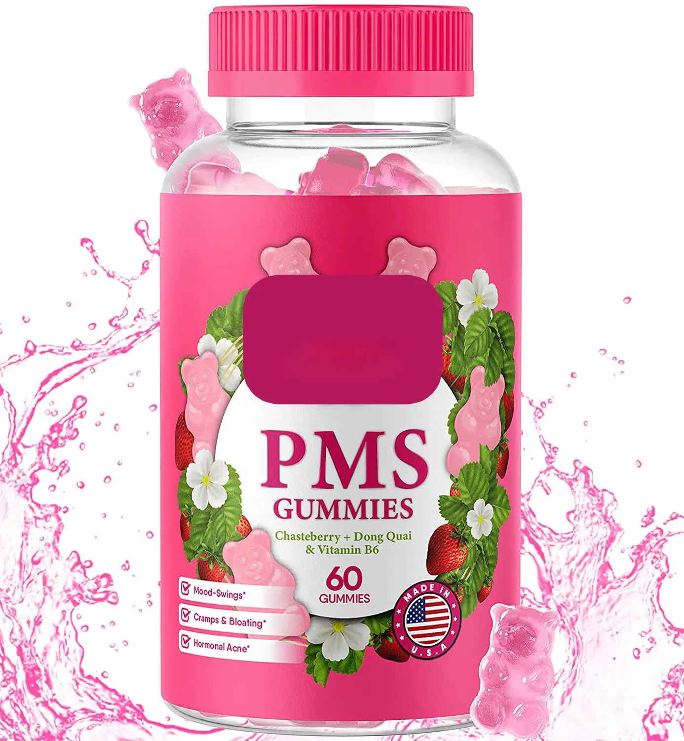 Natürliche bio-extraktionierte ernährungsphysiologische PMS-Periode Menstruationsschmerzlinderung-Supplements Gummi weibliche Hormonbalance Linderung Gesundheit Gummi