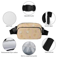 Sac banane unisexe à fermeture éclair réglable avec logo personnalisé Sac banane en nylon imperméable de grande capacité pour le sport hawaïen Beach Shell Print