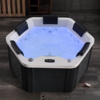 Spa Jacuzzi Hexagonal Moderne en Acrylique, Bain à Remous Extérieur Durable avec LED Colorées, Idéal pour Maison d'Hôtes, Maison Conteneur et Jardin
