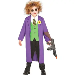 Cadılar bayramı korkunç palyaço çocuk yetişkin karanlık şövalye Deluxe çılgın Joker kostüm GCDR-030