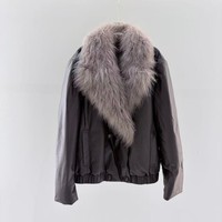 Manteau en cuir pour femmes à grand col, doublure en peau de mouton douce, vêtement d'extérieur décontracté pour le printemps