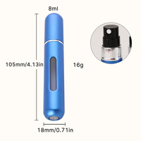 Atomiseur de parfum rechargeable 8 ml en aluminium à remplissage par le bas, mini vaporisateur de parfum avec boîte personnalisée, fabrication ODM/OEM