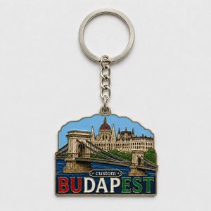 Porte-clés personnalisés en gros de haute qualité, style Budapest, Hongrie, modèles de chaînes, souvenirs de voyage européens - Product Image 2