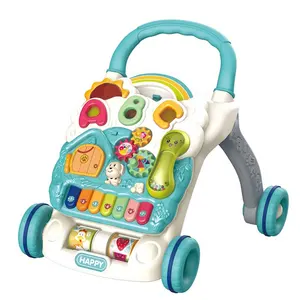 Samtoy תינוקות טלפון פלסטיק Trotteur Stand למידה פעילות לדחוף הליכון עגלת תינוק הליכון צעצוע עם מקלדת