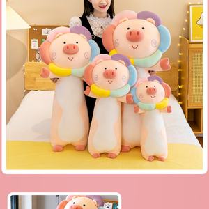 หมอนผ้ากำมะหยี่หรูหราตกแต่งบ้านของเล่นนุ่มหมาสีชมพูเล่นกับหมูด้วยกัน - Product Image 3