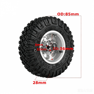 Neumáticos de Metal Mecanizados por CNC de 1.55 Pulgadas con Sistema Beadlock, 85*28mm, Neumáticos con Bloqueo sin Pegamento para Autos de Control Remoto para Niños - Product Image 3