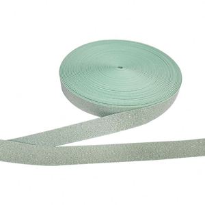 High Density Durable Webbing for Lunch Box Bandage Heavy Duty Elastic Band Pink Glitter Lurex Gold - Product Image 2