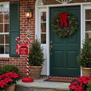 Boîte aux lettres <span class=keywords><strong>du</strong></span> Père Noël - Boîte décorative rouge 'Lettres <span class=keywords><strong>au</strong></span> Père Noël' avec canne en sucre, activité familiale festive pour les lettres de vœux de Noël - Product Image 2