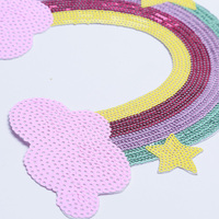 Patchs en sequins pastel de haute qualité en forme d'étoile et de nuage arc-en-ciel, thermocollants ou à coudre, broderie chenille pour chapeaux et vêtements DIY, vente en gros