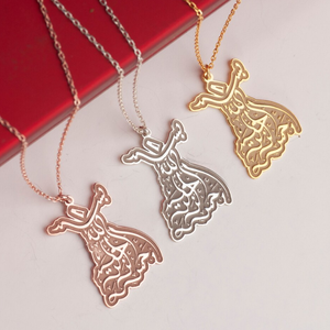 Collana Personalizzabile all'Ingrosso con Basma e Derivati, Placcata in Oro 18K, Acciaio Inossidabile 316L, Pendente Sufi per la Mamma - Product Image 4