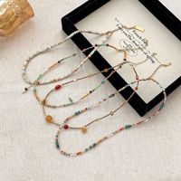 Collier en pierre naturelle, turquoise, coquillage et perles, alliage, pour femme, design de niche haut de gamme, luxe léger, chaîne de clavicule superposée