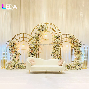 Nouvelle enseigne LEDA, arche lumineuse en métal doré personnalisée, arche de scène de fête de mariage, tunnel d'arche pour la décoration d'événements en intérieur - Product Image 1