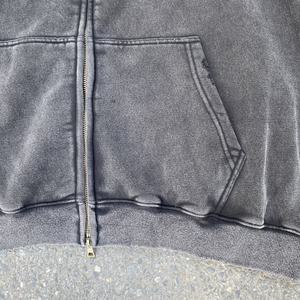 헤비웨이트 커스텀 로고 애시드 워시 대형 박시 핏 태양 퇴색 포켓 지퍼 드롭 숄더 후드 남성용 제조 업체 - Product Image 6