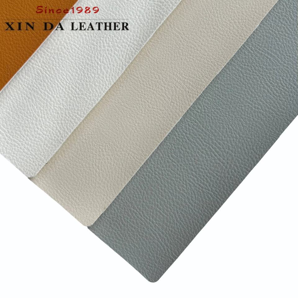 Light Pastel Solid Color Litchi Embossed PU Leather Woven Backing ...