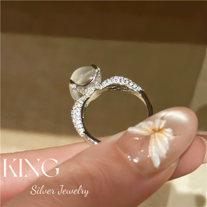 Bague en argent sterling King Silver Jewelry Moonlight, sertie de pavés, pour femme, bague fine - Product Image 2