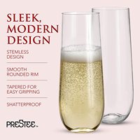 30 pack 12oz PET Tritan Clair Sans Pied Flûtes à Champagne En Plastique Verre de Vin Sans Pied Avec Rose D'or Jante/Or Jante Incassable