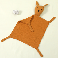 Serviette de confort lapin Abebe pour bébé et tout-petit, serviette en coton pur sans danger pour la consommation, mouchoir lapin