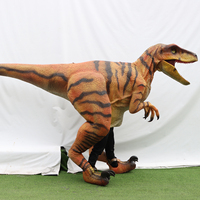 Costume de dinosaure réaliste et personnalisé, Velociraptor à jambes dégagées, avec structure métallique et revêtement en silicone, pour parcs d'aventure et musées (adultes)