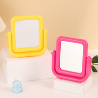 Miroir de maquillage de bureau rotatif carré mignon, miroir de toilette simple double face, petit miroir de table miniature, miroir de beauté
