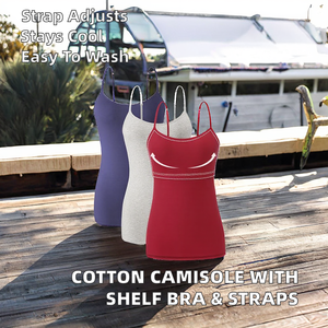Camisole décontractée en coton uni pour femmes, soutien-gorge intégré, bretelles réglables, respirant, lavable en machine, débardeur, service OEM personnalisable - Product Image 2