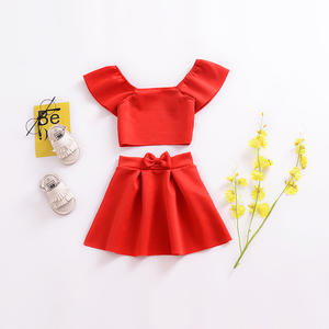 เสื้อผ้าเด็กชุดเซ็ตใหม่ขายส่งราคาพิเศษ เสื้อสีแดงและชุดเดรสสีแดงแบบจีน - Product Image 1