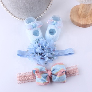 3D mignon personnalisé mince tricoté antidérapant à volants bébé chaussettes et bandeau ensemble décontracté nouveau-né garçon et fille été essentiels - Product Image 3
