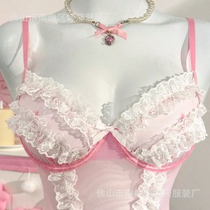 French retro Y2K ballet style Coquette pure and alluring mesh lace bodysuit suspender tulle skirt top sweet - Product Image 4
