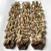# Extensions de cheveux humains bruts bouclés 4/613, cuticules alignées, 100% cheveux humains bruts, bouclés Fumi, bouclés rebondissants, longueur étirée 26-36 pouces