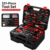Kit d'outils à main complet 321 pièces pour la maison et la réparation automobile, comprenant clés à douille, tournevis, pinces et boîte à outils