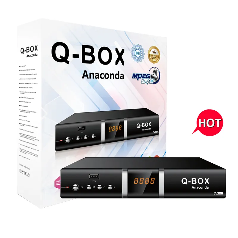 Q-BOX Anaconda New dvb t2 set top box tres plane remote and receiver digital satellite tv receiver without dish TV set top box