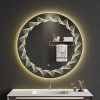 Espejo de Baño con Marco de Vidrio Iluminado por LED, Montado en la Pared, con Enchufe, Pantalla Táctil, Antivaho, Funciones Inteligentes, Diseño Creativo para Hotel