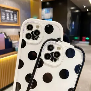 Jepang dan Korea Selatan ins polka dot kulit pola berlaku paket penuh casing ponsel 12proma sederhana 11xs casing lunak