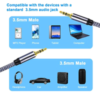 3,5mm AUX-Audiokabel 10M AUX-Kabel Geflochtenes 3,5mm auf 3,5mm Stereo-Audiokabel 1/8 Zoll Abgeschirmtes AUX-Kopfhörer-Verlängerungskabel