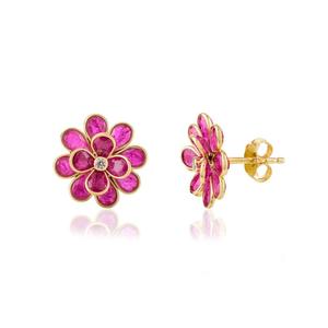 Natural Pink Sapphire & <b>Diamond</b> <b>Earrings</b> | 3x2mm & 5x3mm Oval Pink Sapphire 5.10 Ct | 1.80mm Round <b>Diamonds</b> Fine Jewelry - Product Image 2