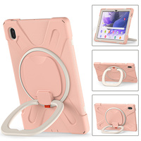 Büyük kolu kavrama tasarım silikon ve PC combo tablet kılıfı ile taşınabilir braket ve sapanlar Samsung Galaxy Tab için S7 FE 12.4 T730 T736